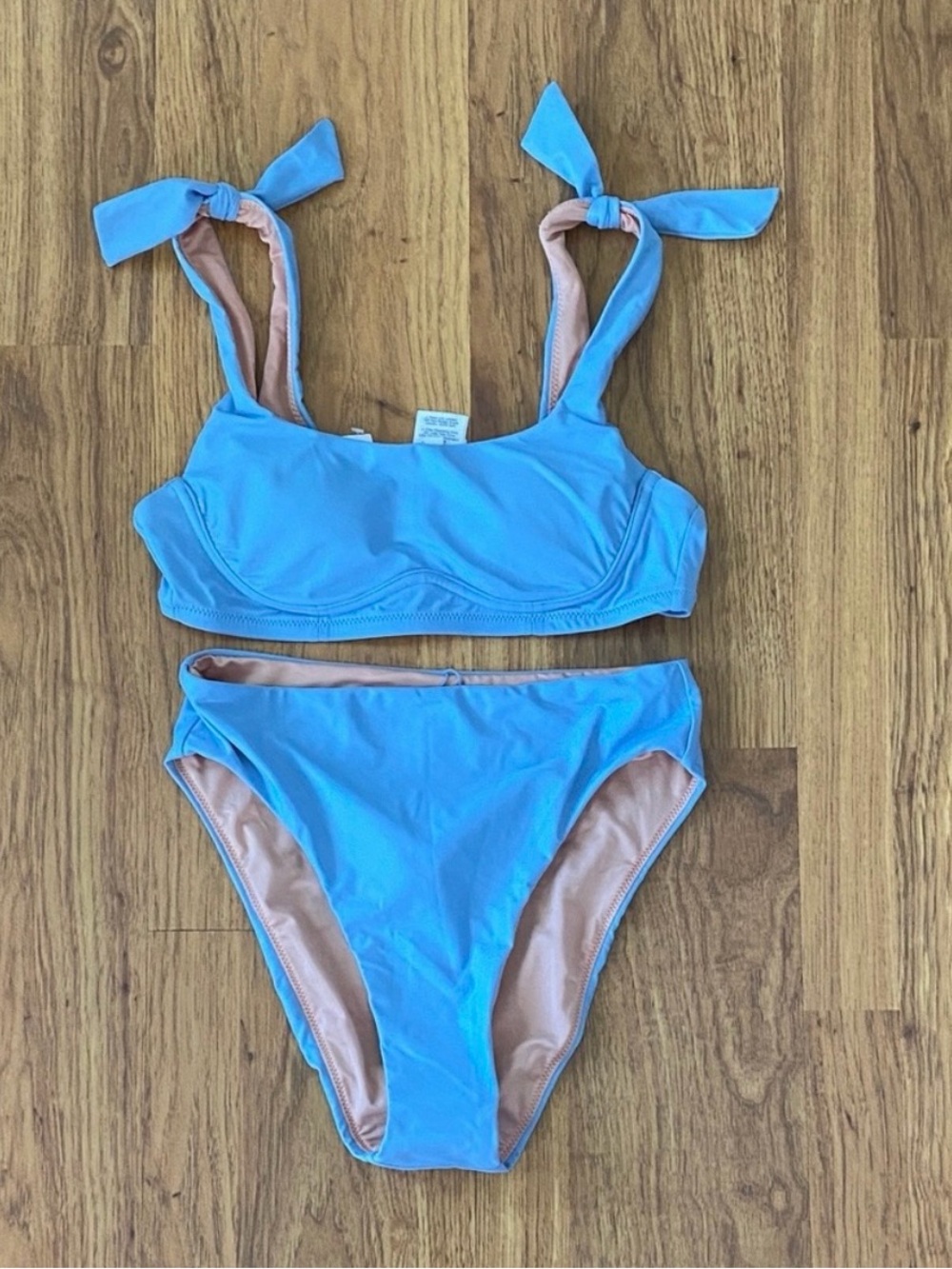 J. Crew Sky Blue Bikini with Peach Lining